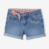 VEB Floral Print Blue Denim Shorts 13323