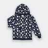 PRNL  Daisy Flower Print Navy Blue Terry Zipper Hoodie 13401