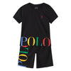 R.L Polo Colour Front  Logo Print Black 2 Piece Short Set  13297