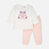 ERGE Love Rabbits Applic Fluffy Warm Furr Fleece White 2 Piece Set 13343