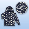 PRNL  Daisy Flower Print Navy Blue Terry Zipper Hoodie 13401