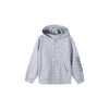 L&S Just Happy Print Sleeve Grey Terry Zipper Hoodie 13447