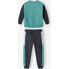 MNT Minotic Embroided Aqua Green & Dark Grey Terry 2 Piece Trouser Set 13261