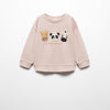 MNG Great Team  Animal Embroided Pink Terry Sweatshirt 13406