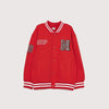 LCW New York,TokYo, London Embroided Red  Fleece Base Ball Jacket  13614