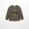 MNG Time To Fun Have  fun Army Green Fleece Sweatshirt 13604