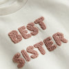 HM Best Sister Embroided Light Beige Terry Sweatshirt 13403