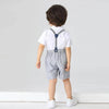 BK White T-Shirt & Black Bow Style Textured Grey Shorts with Gallance 3 Piece Set 14084