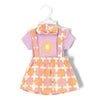 PL Flower Print Off White Dungaree with Be Happy Lavender Body Suit & HeadBand 3 Piece  13116