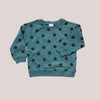 ZR Black Polka Dots Dark Green Light Fleece Sweatshirt 13739