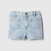 GAP K Silver Button Light Wash Back & Front Pocket Style Denim Shorts 13997