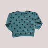 ZR Black Polka Dots Dark Green Light Fleece Sweatshirt 13739