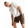 LFT White Cord Plain Dark Brown Interlock Shorts 13164