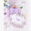 SHEN Kids Butterfly Print Bow Style With Ruffle Shawl Frock 13990