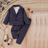 SHEN  kids Check Pant Coat Blue Suiting Set 13991