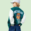 LCW 86 Print Green Fleece Baseball Jacket  13613