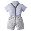 CN Geomatric Pattern Print T-Shirt & Bow Style Textured Grey Shorts With Gallance 3 Piece Set 14086