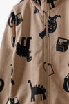 5.10.15 Dinos Print Biscuit Brown Zipper Hoodie 13459