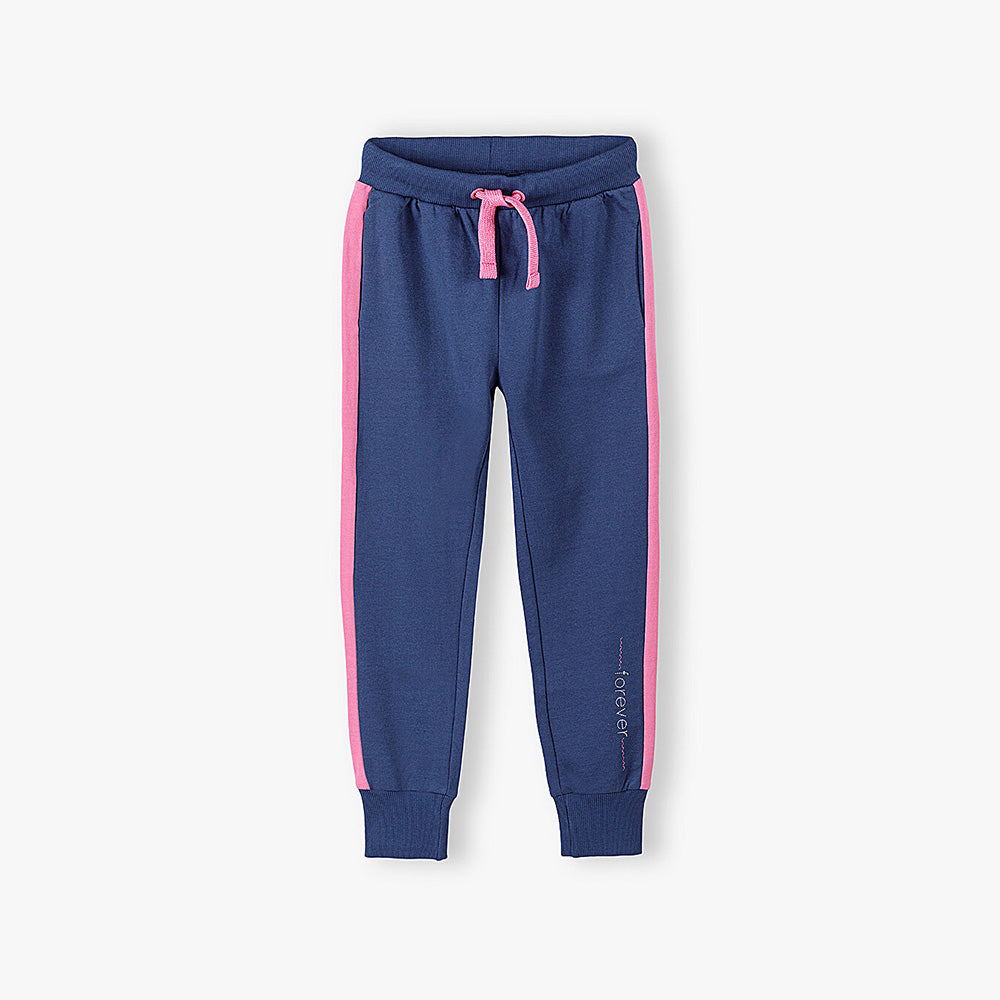 L Forever Print Pink Side Tape Navy Blue Fleece Trouser 11456 – BrandsXpress