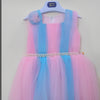 B.B Pearls Belt Pink With Blue Fancy Frock With Inner & Trouser 11615