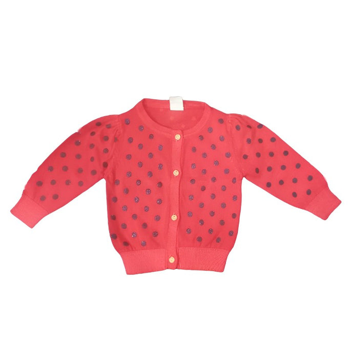HM Glitter Polka Dots Dark Orange Cardigan 12015 BrandsXpress