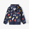 LS Alphabets Print Blue Terry Zipper Hoodie 12371