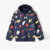 LS Alphabets Print Blue Terry Zipper Hoodie 12371