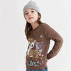 IFNTY Kids Deer & Squirrles Applic Brown  Fleece Sweatshirt 13608