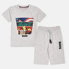 MRVL Super Heros Print Grey T-Shirt with Long Shorts 2 Piece Set 13246