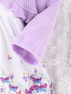 SHEN Kids Butterfly Print Bow Style With Ruffle Shawl Frock 13990