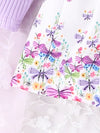 SHEN Kids Butterfly Print Bow Style With Ruffle Shawl Frock 13990