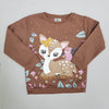 IFNTY Kids Deer & Squirrles Applic Brown  Fleece Sweatshirt 13608