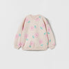 ZR All Over Flower Print T-Pink Light Fleece Sweatshirt 13735