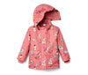 TG All Over Birds Flower Print T-Pink Hooded Puffer Jacket 13597