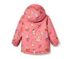 TG All Over Birds Flower Print T-Pink Hooded Puffer Jacket 13597