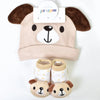 AFR Puppy style Socks with Cap Brown  2 Piece Infant Gift Set 13184