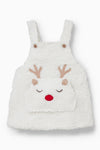 CA Deer Applic Pocket Warm White Sherpa Dungaree with Body Suit 2 piece Set 13340