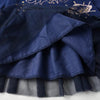 VKT Lovely Wild World Glitter Moon Sequin Stars Navy Blue Full Sleeves Frock 13715