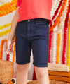 TAO Silver Button Navy Blue  Cotton Shorts 13123