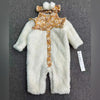 NM Mustard Floral White Warm Sherpa Fluffy Romper with Head Band 13329