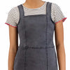 STVE Madden Striped Top With Grey denim Dungaree 2 Piece Set   13664