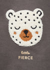 MNG Little FIERCE Embroided Bear Face Dark Grey Fleece Sweatshirt 13605