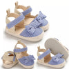 VLSN white Blue Stripes Bow Style Prewalkers 13943