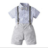 CN Geomatric Pattern Print T-Shirt & Bow Style Textured Grey Shorts With Gallance 3 Piece Set 14086