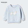 MNG Best Follower Duck Embroided Light Blue Terry Sweatshirt 13408