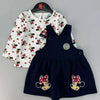 GRG Minnie Mouse Applic Blue Dungaree with Print T-Shirt 2 Piece Set 13331