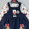 GRG Minnie Mouse Applic Blue Dungaree with Printe T-Shirt 2 Piece Set 13331