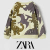 ZR All Over Dinosaur Print Light Fleece Sweatshirt 13734