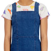 STVE Madden Multi Hearts Top With dark Blue denim Dungaree 2 Piece Set 13666