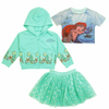 DSNY The Little Mermaid Embroided Green Hoodie T-Shirt & Skirt Fancy 3 piece Set 13347